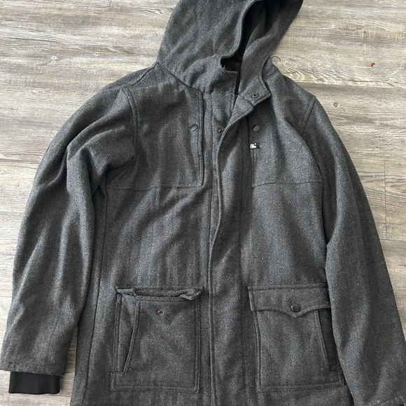 Men's Dark Gray Hooded Jacket - Picture 1 of 7